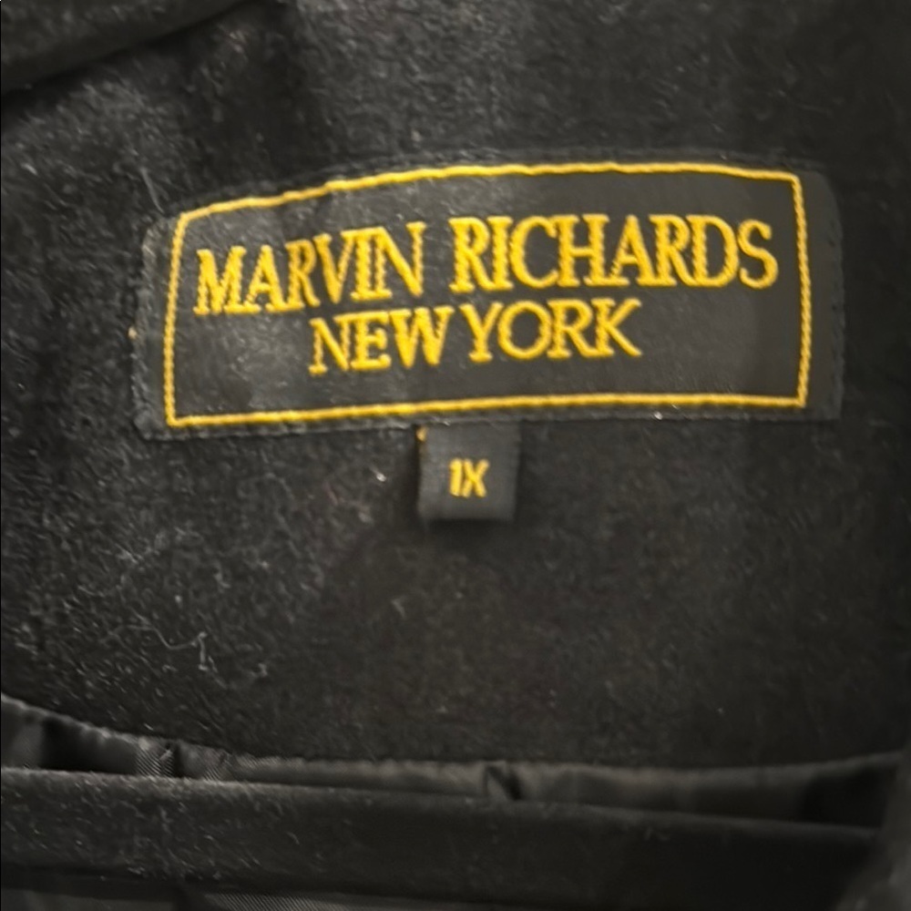 MARVIN RICHARDS NEW YORK Women's Black Double-Breasted wool blend Coat sz 1x - Picture 4 of 6